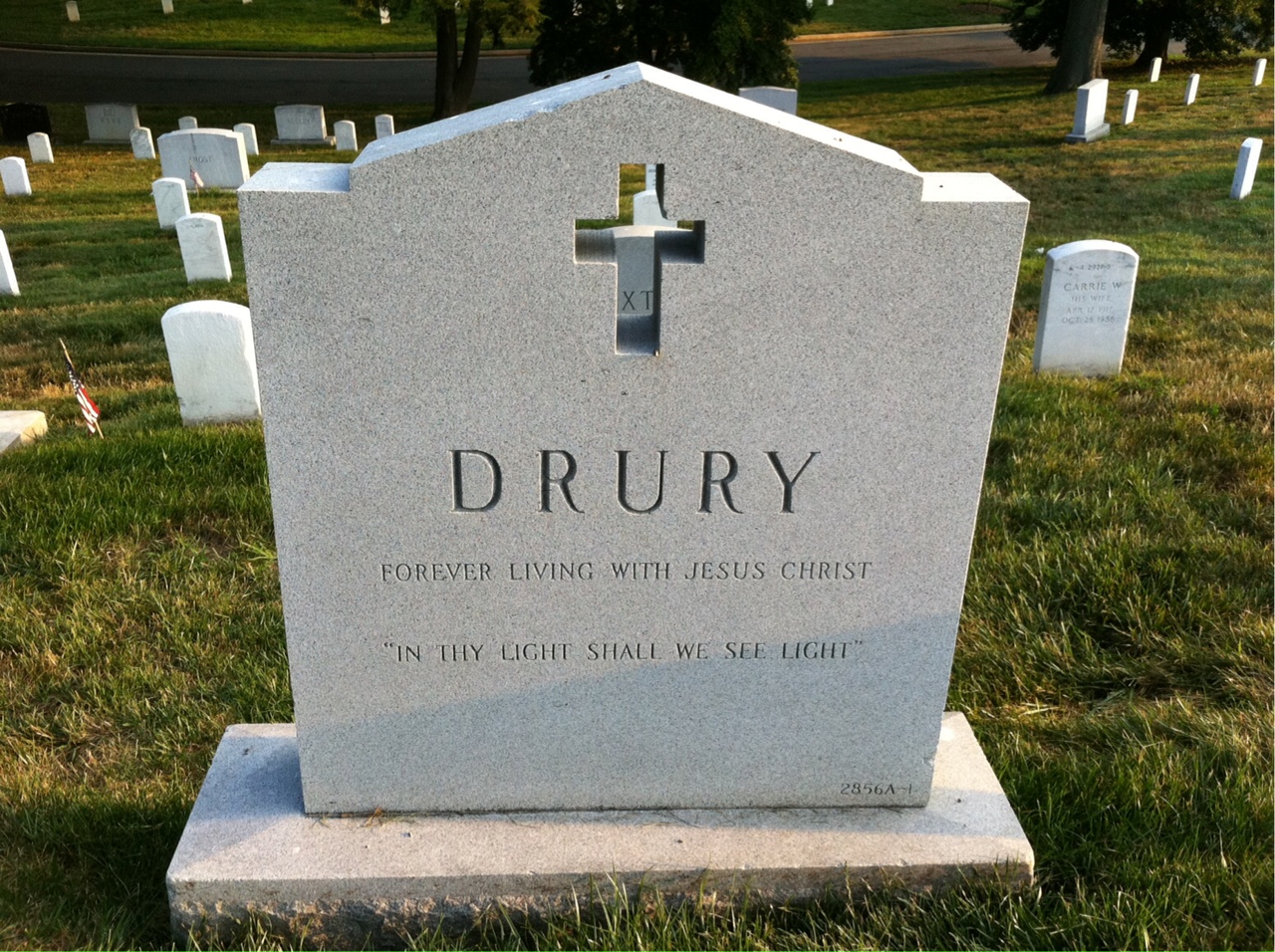 Back of headstone — Alfred Drury