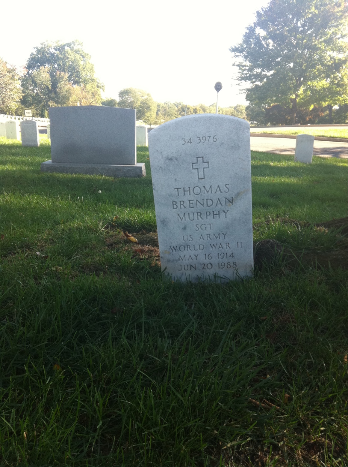 Back of headstone — Thomas Murphy