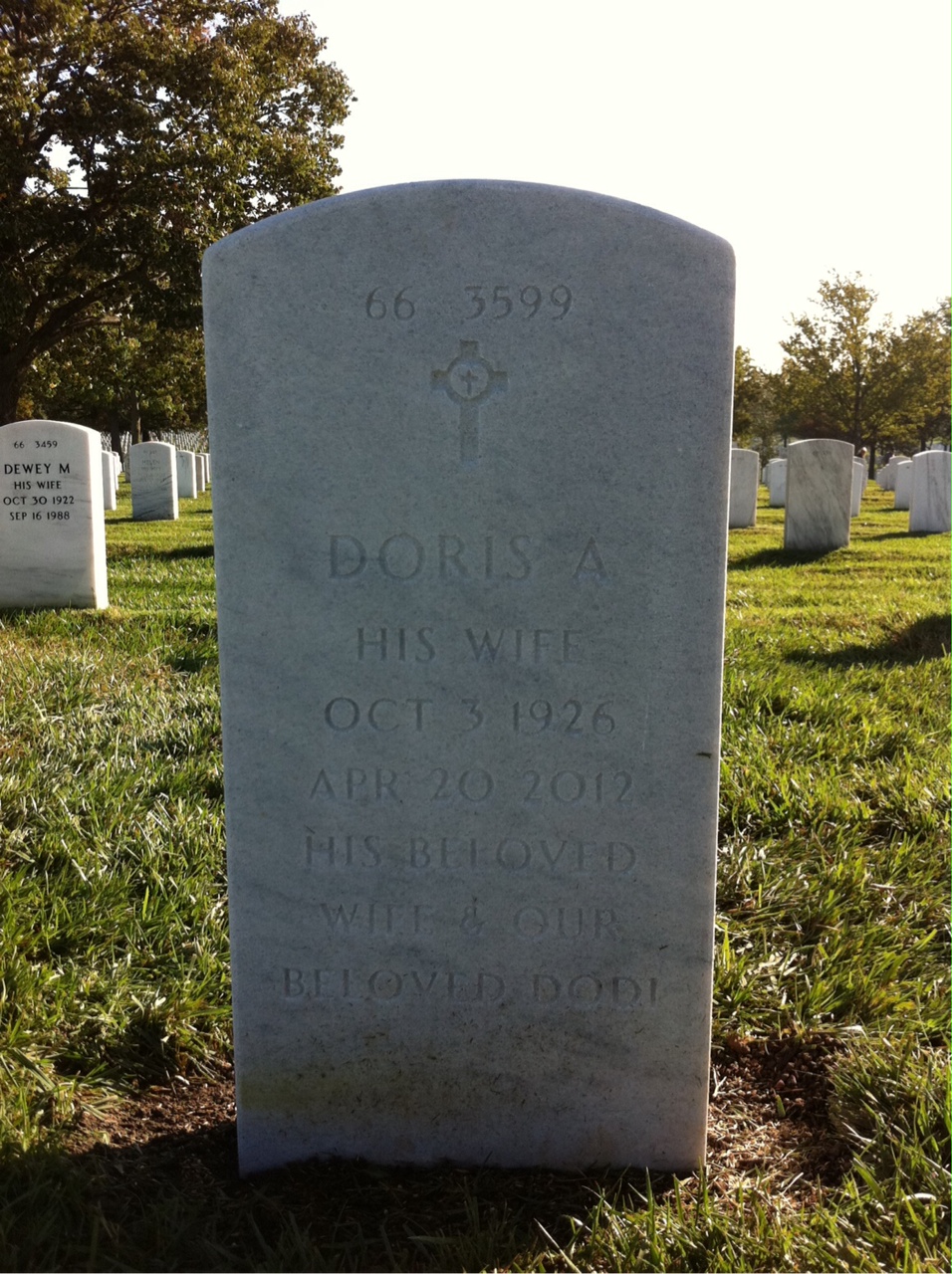 Back of headstone — Warren Moss