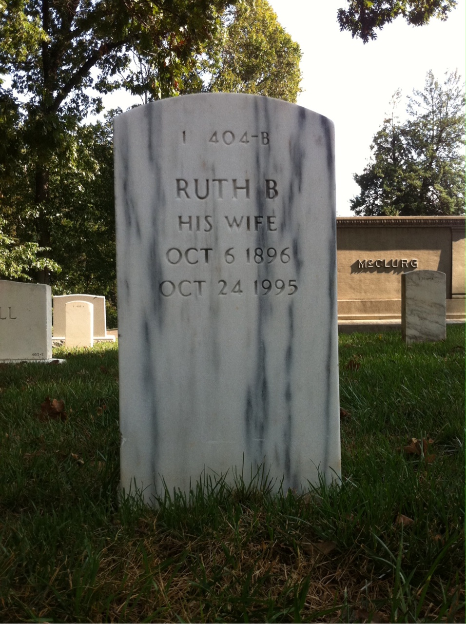 Back of headstone — William J Clark