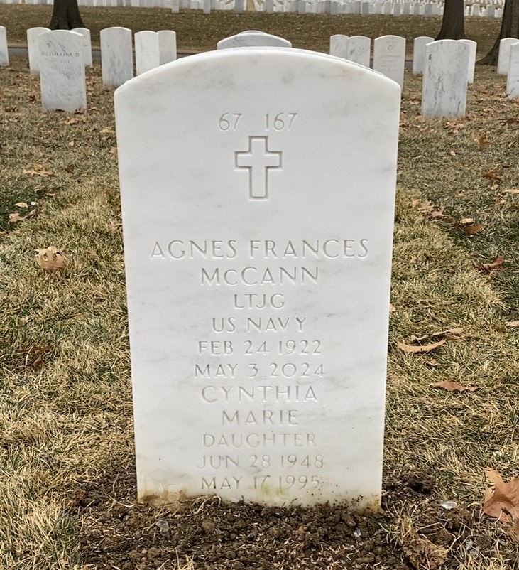 Back of headstone — Agnes Mccann