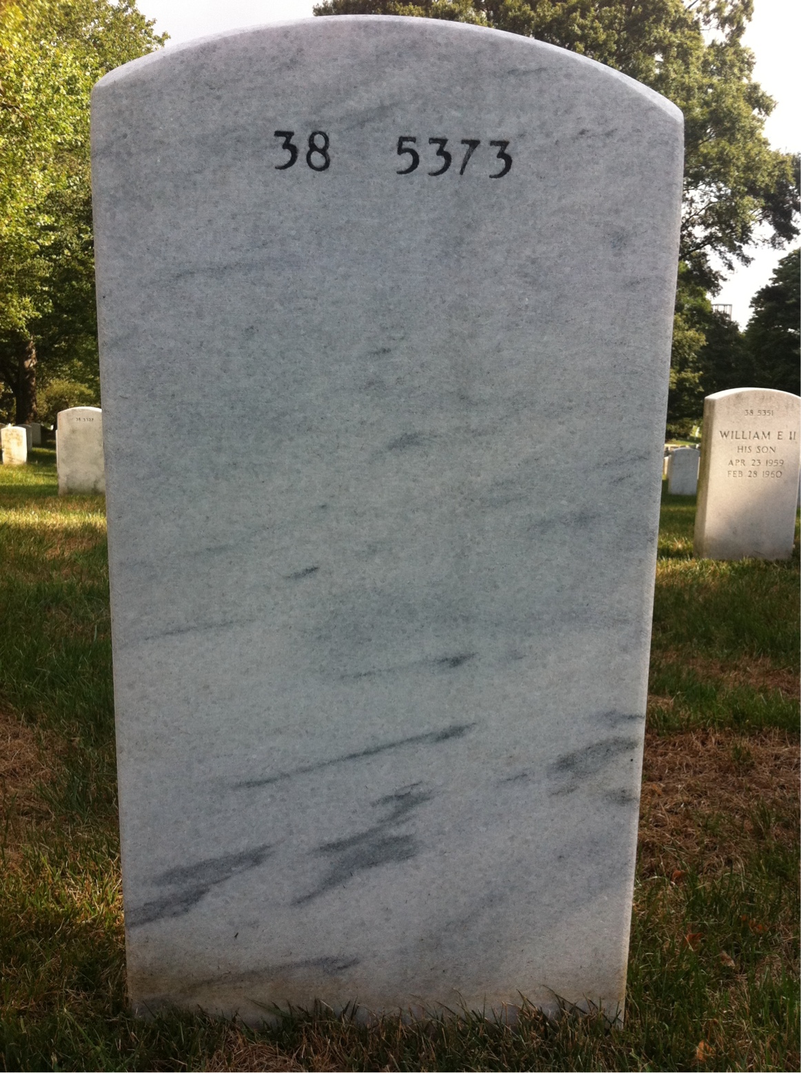 Back of headstone — Alvin Middleton