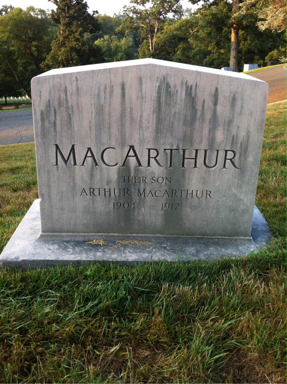 Back of headstone — Arthur MacArthur