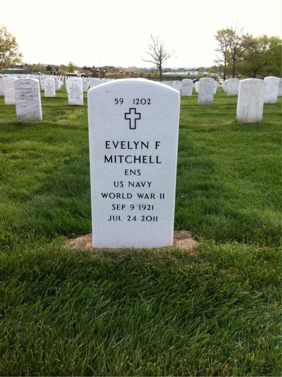 Back of headstone — Evelyn Mitchell