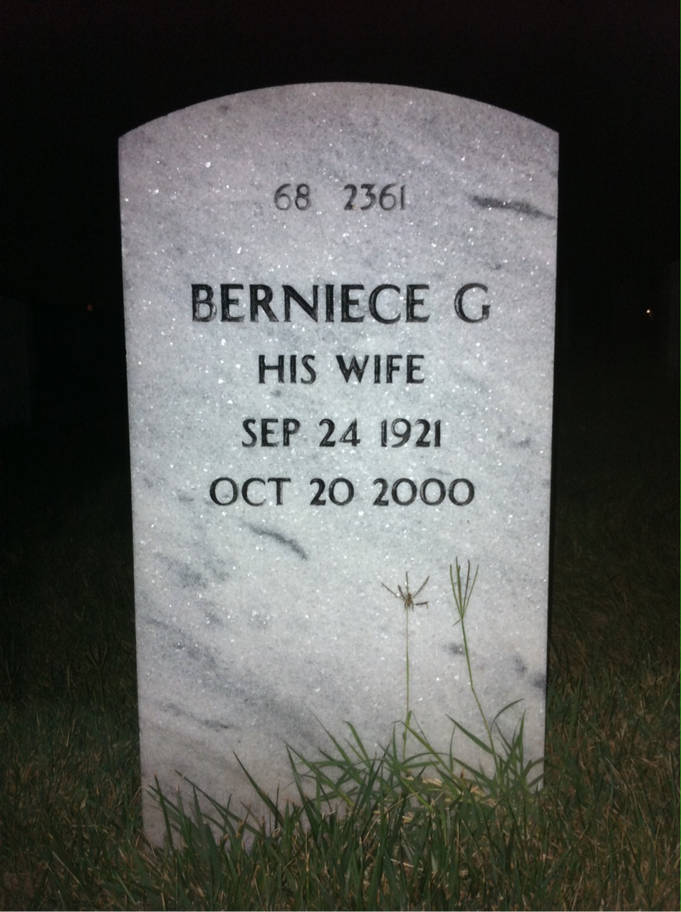 Back of headstone — Berniece Acree
