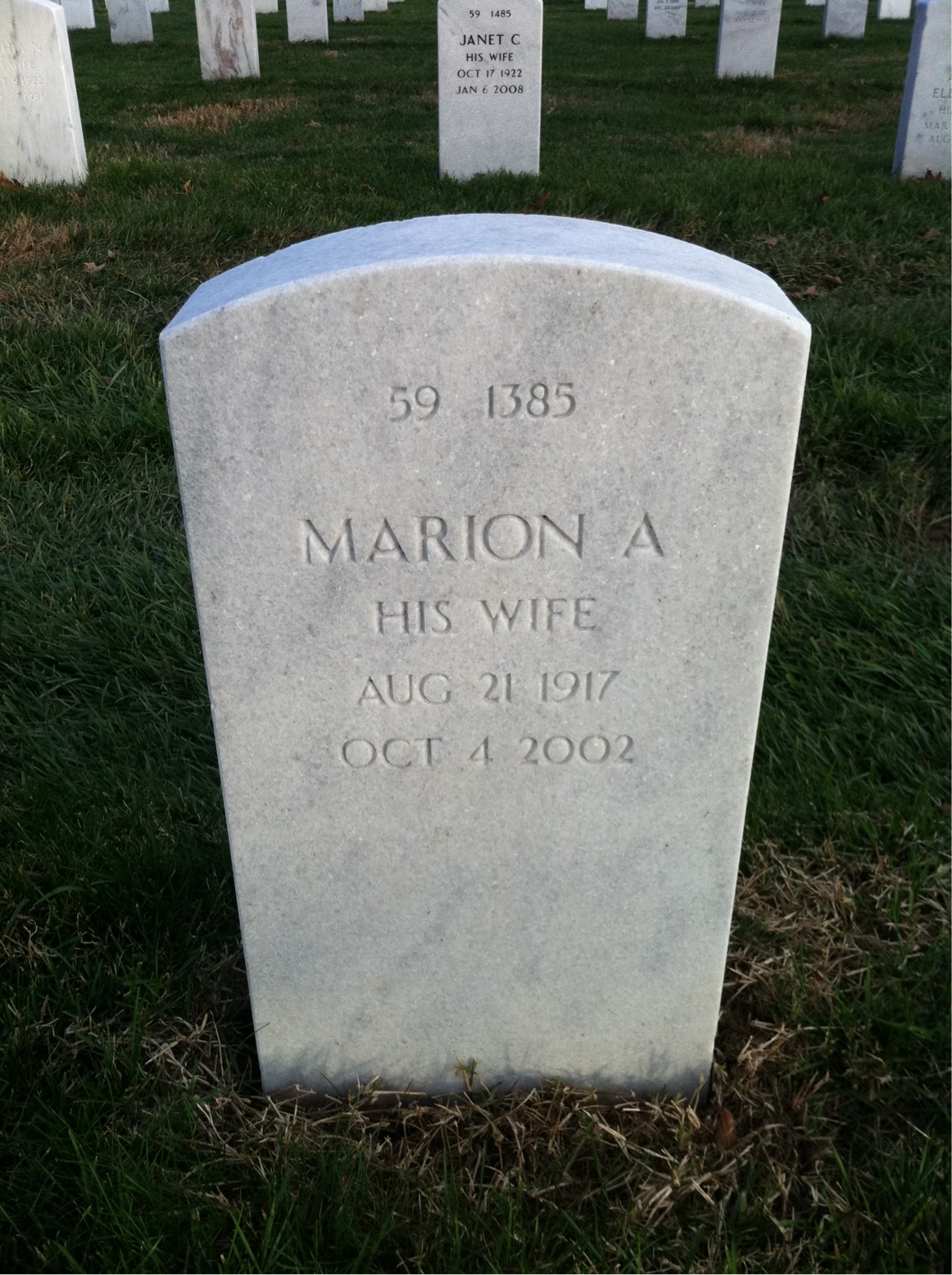 Back of headstone — Francis Austin
