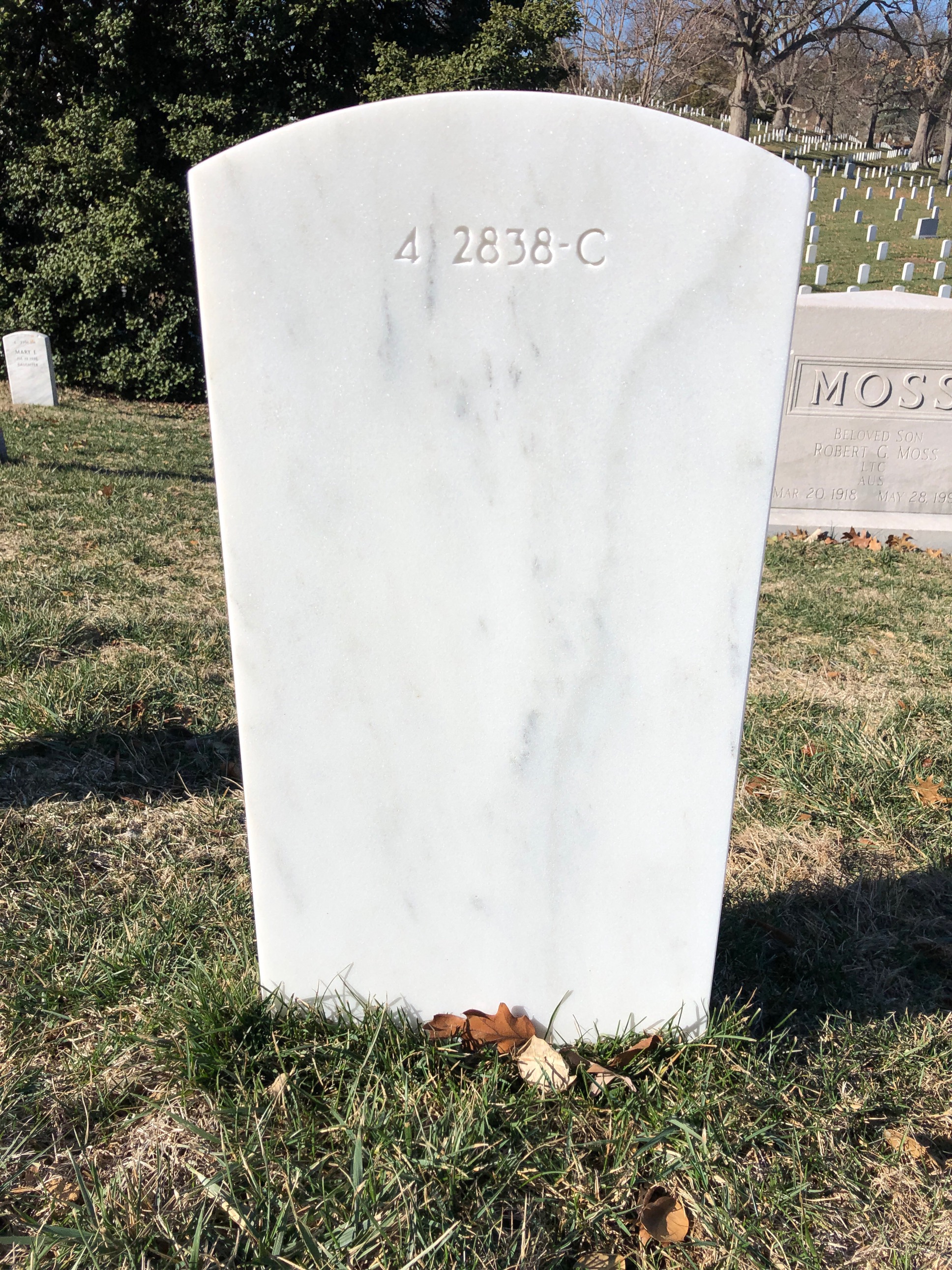 Back of headstone — Ralph Adams