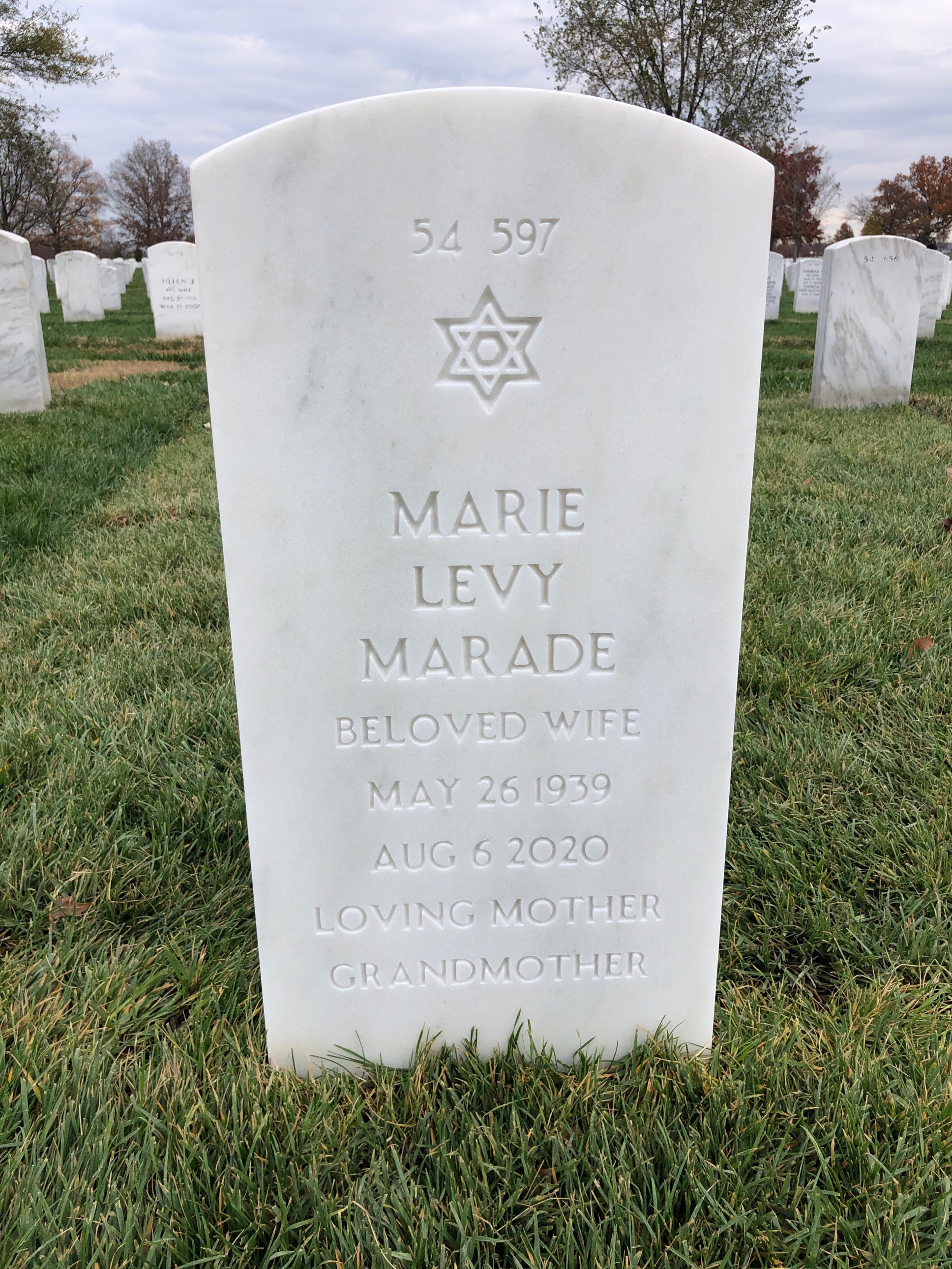 Back of headstone — Joseph Marade