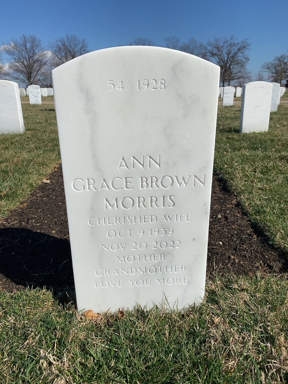 Back of headstone — Jesse Morris