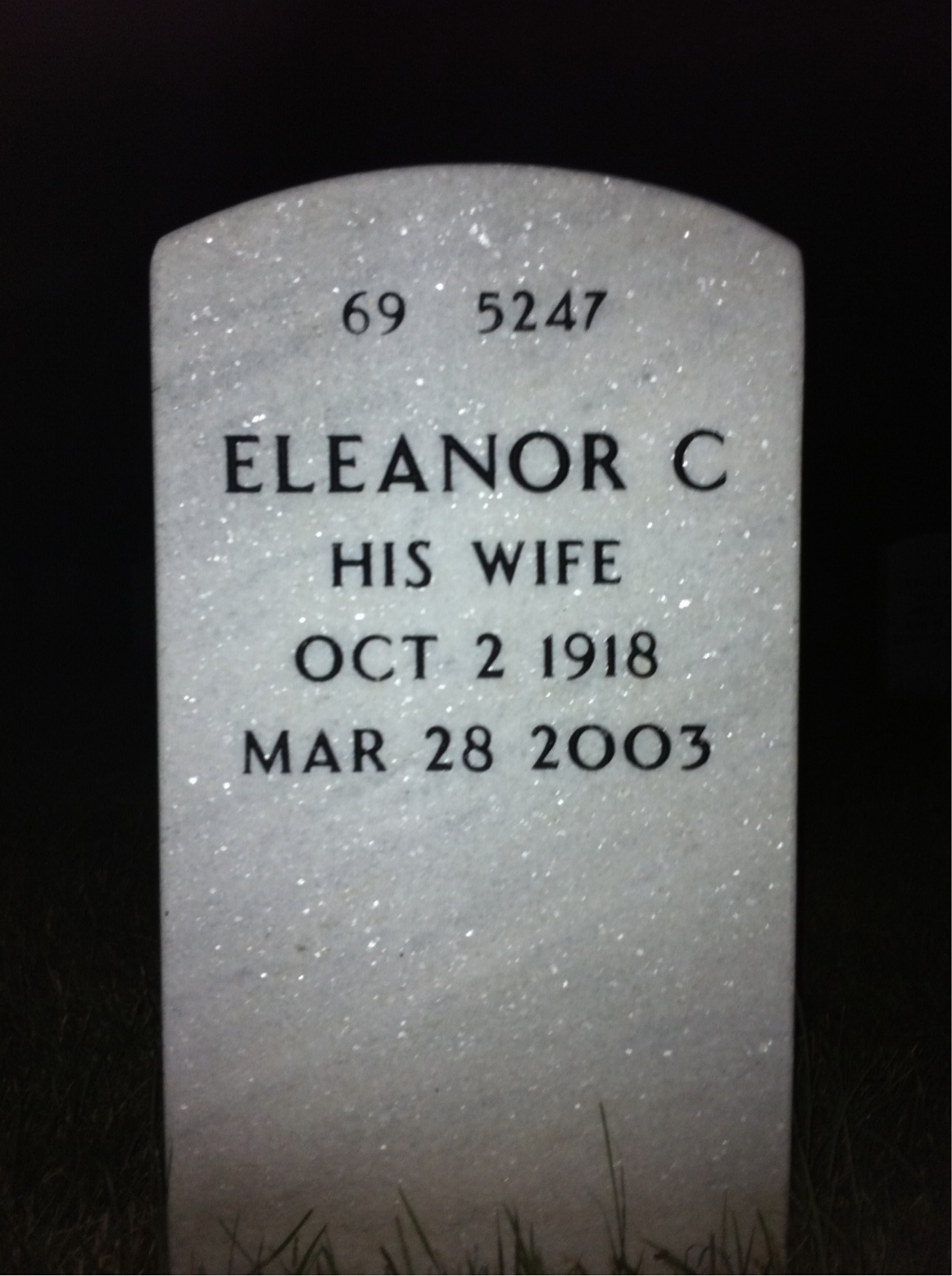 Back of headstone — Lynn Cheezum