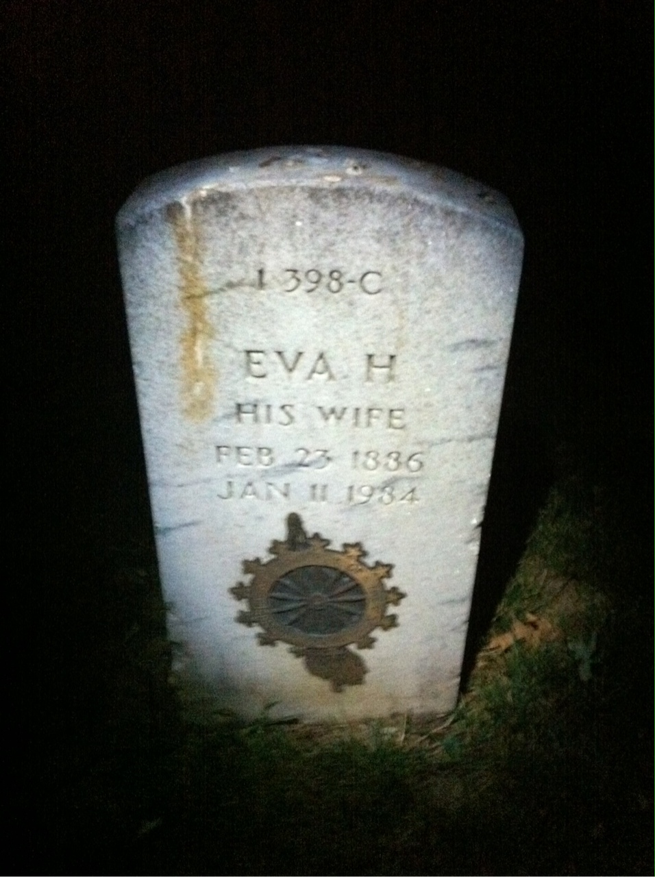 Back of headstone — William Miller