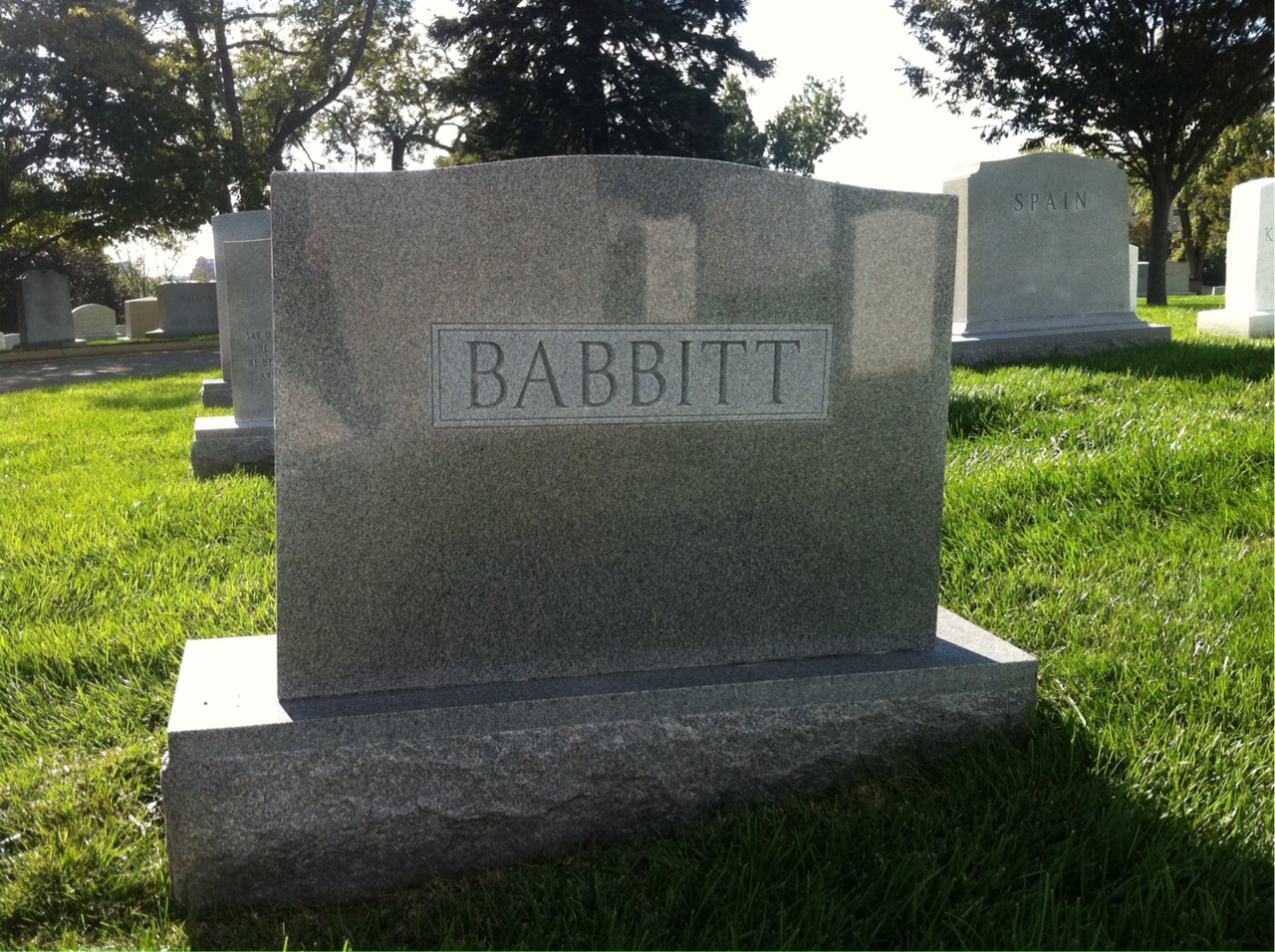 Back of headstone — Ann Babbitt