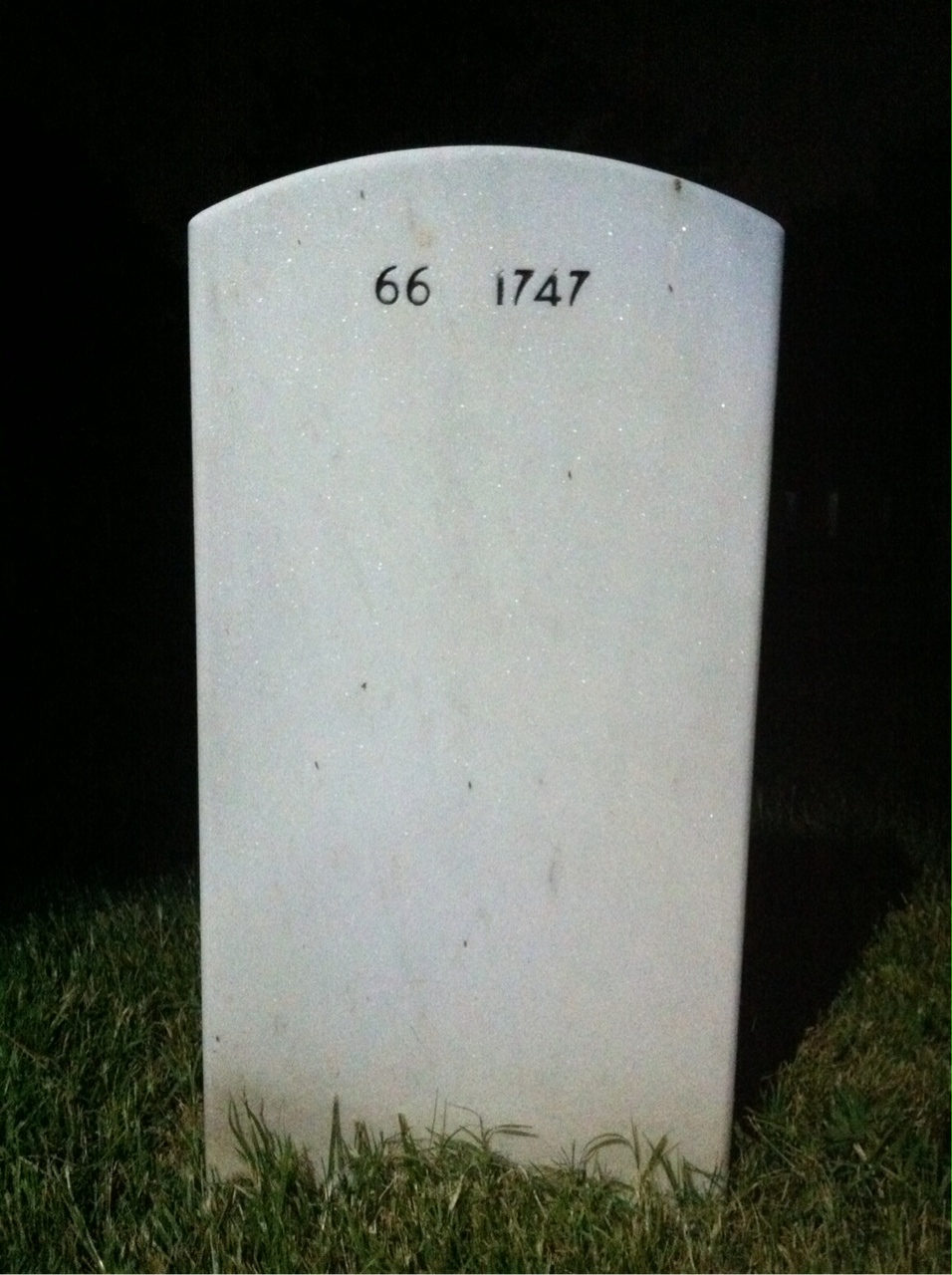 Back of headstone — James Unger
