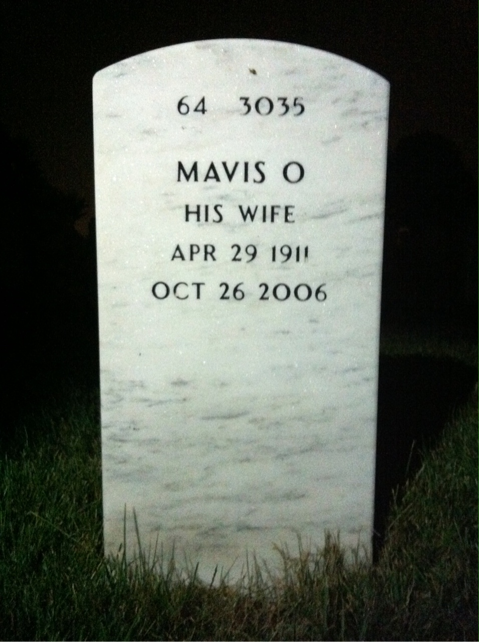 Back of headstone — Jack Archambault