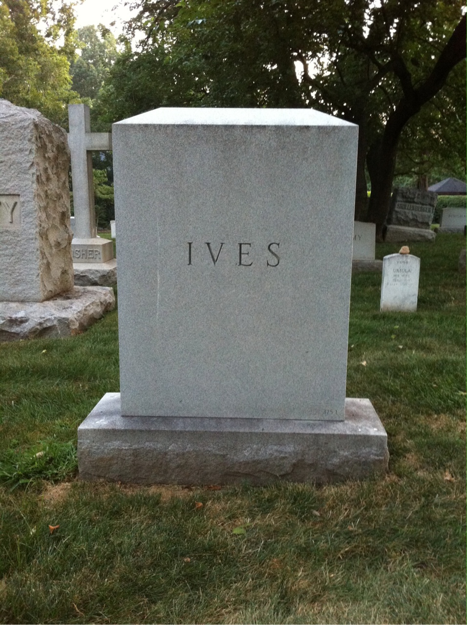 Back of headstone — Hiram Ives