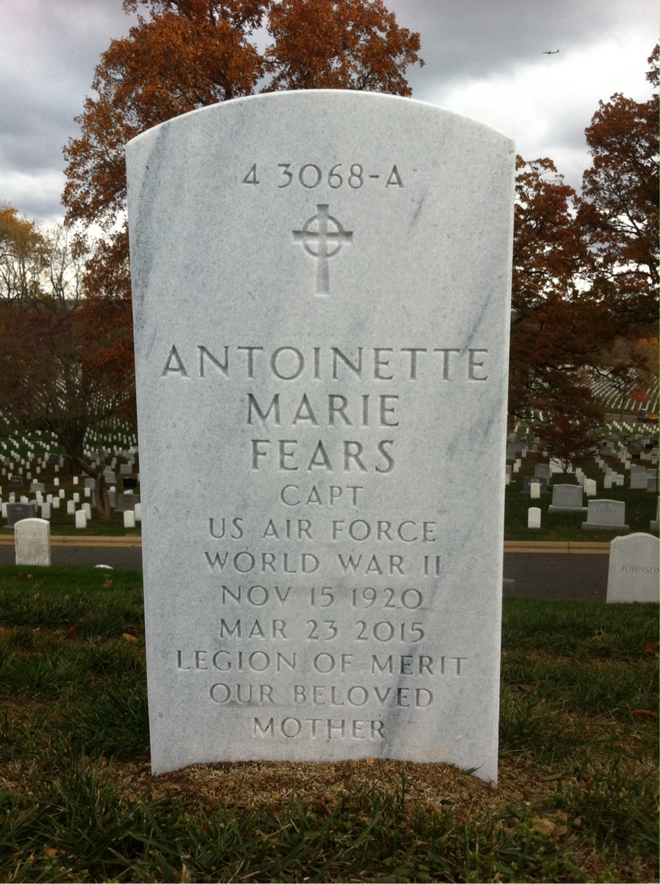Back of headstone — James Fears