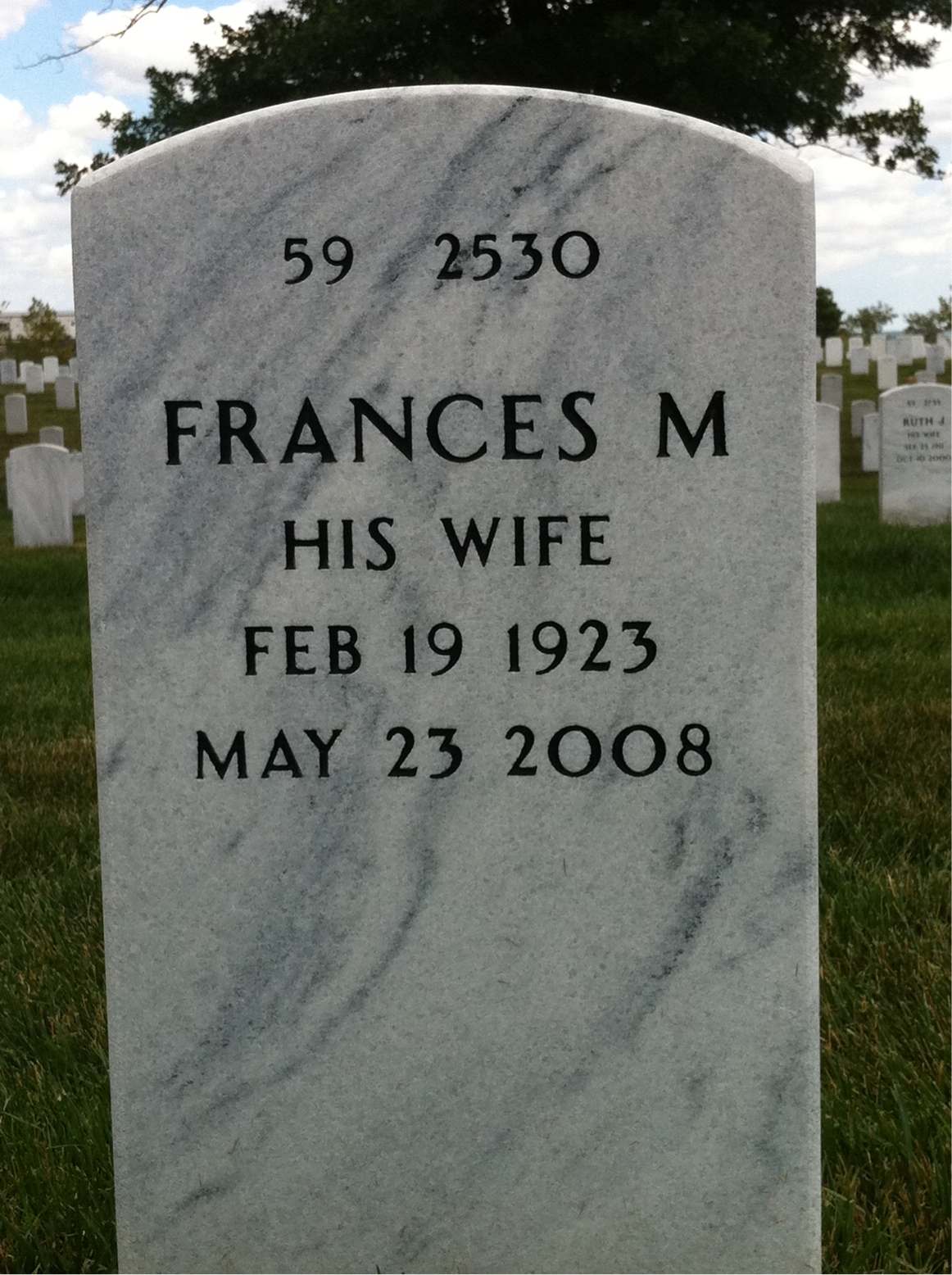 Back of headstone — Ralph Mills