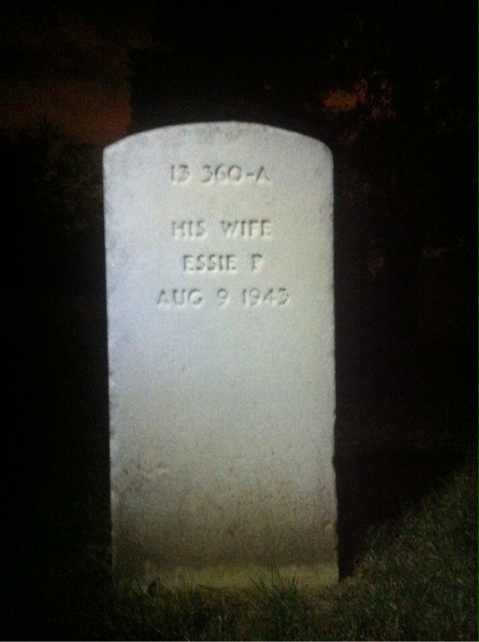 Back of headstone — Essie Atchison