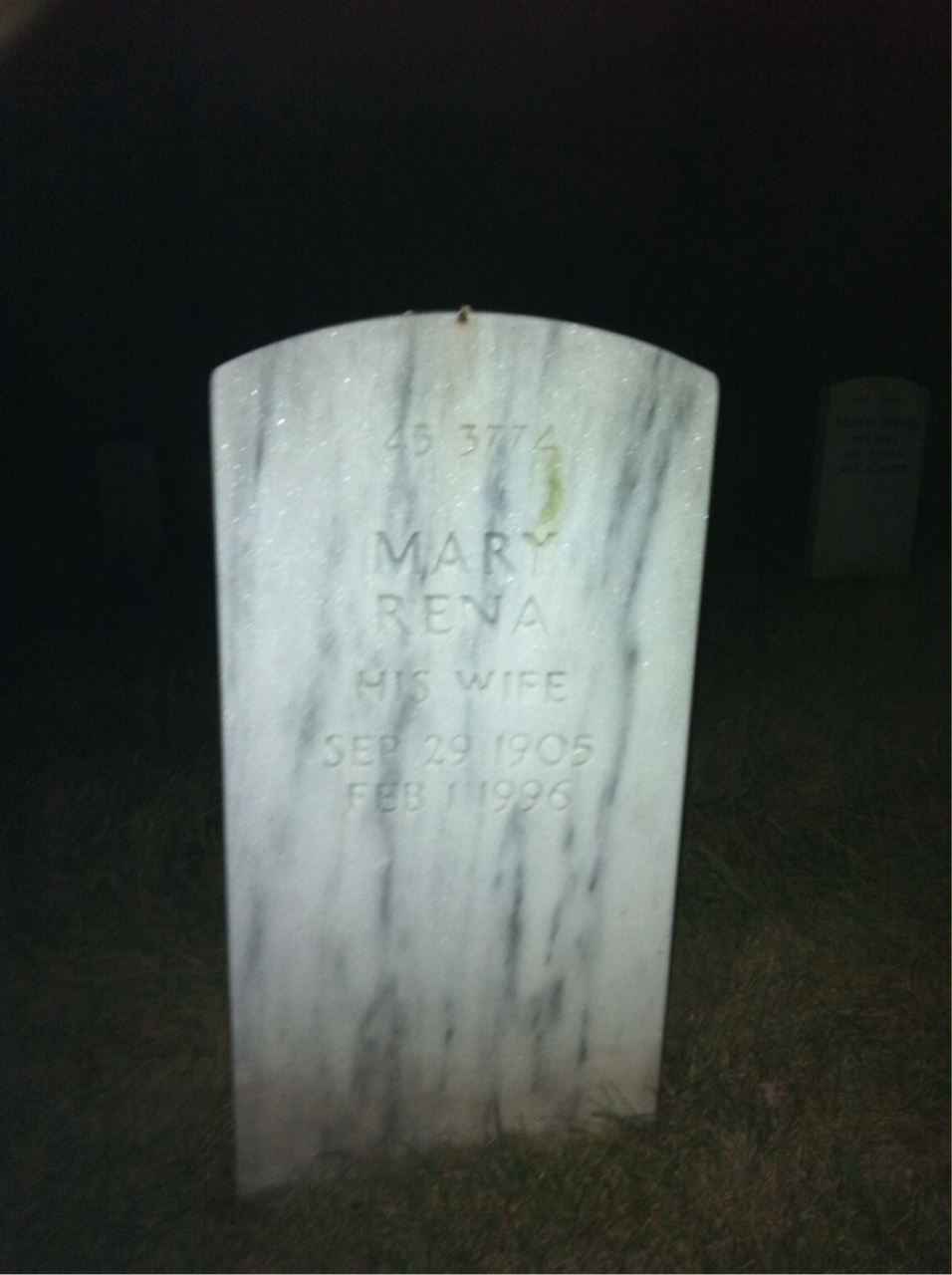 Back of headstone — Mary Mullen