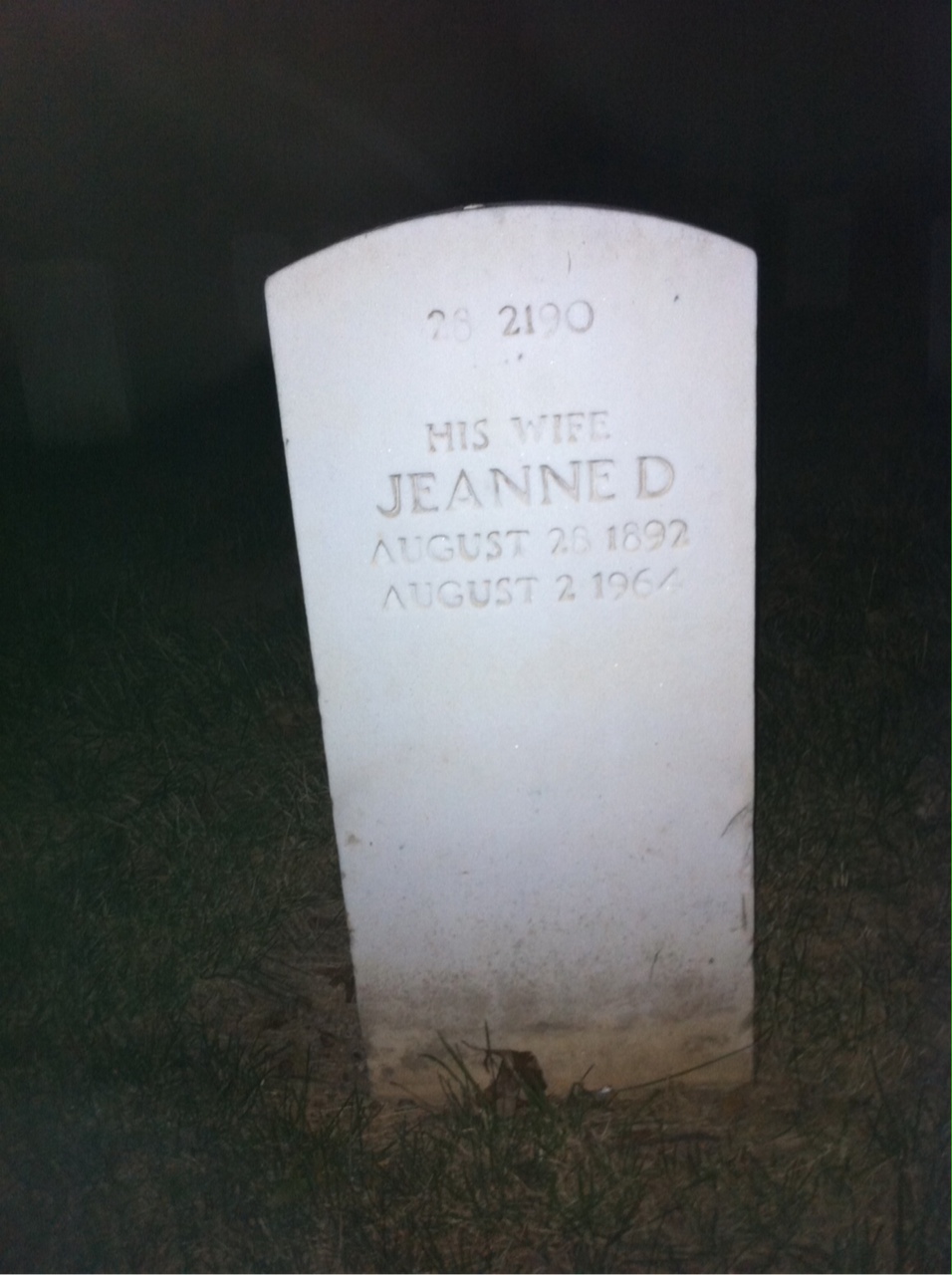 Back of headstone — Jeanne Banigan