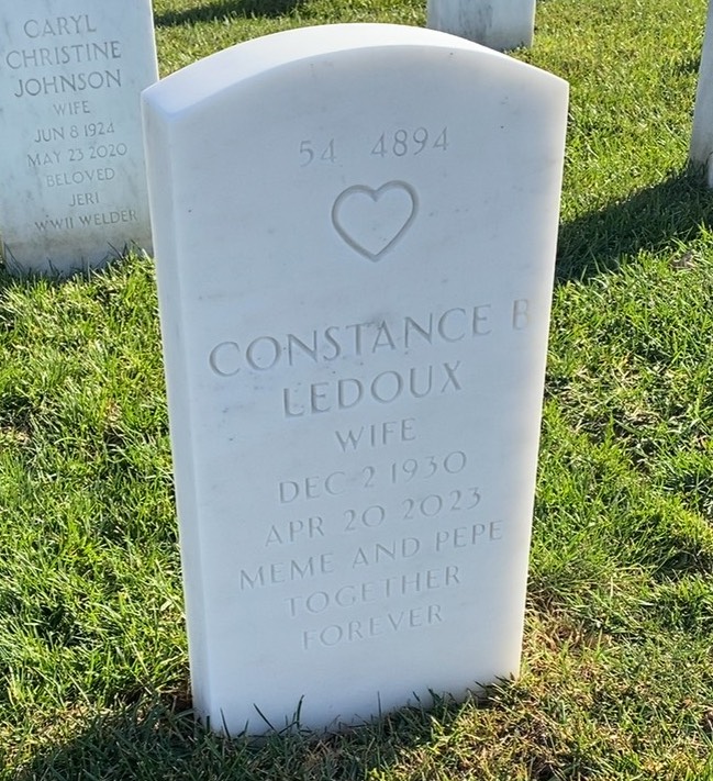 Back of headstone — Robert Ledoux