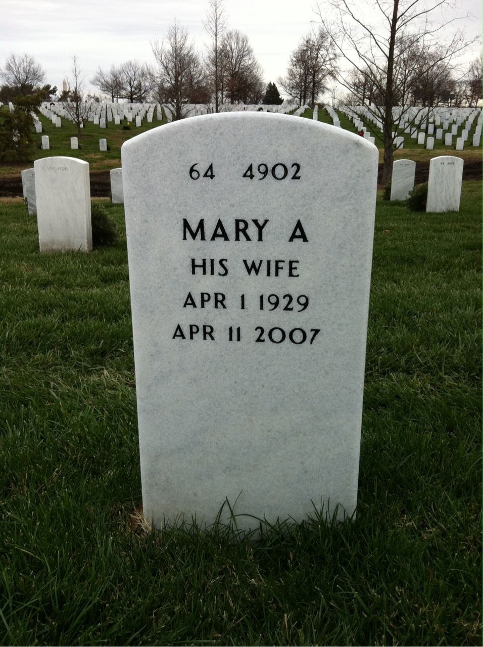 Back of headstone — Arthur Nesbitt