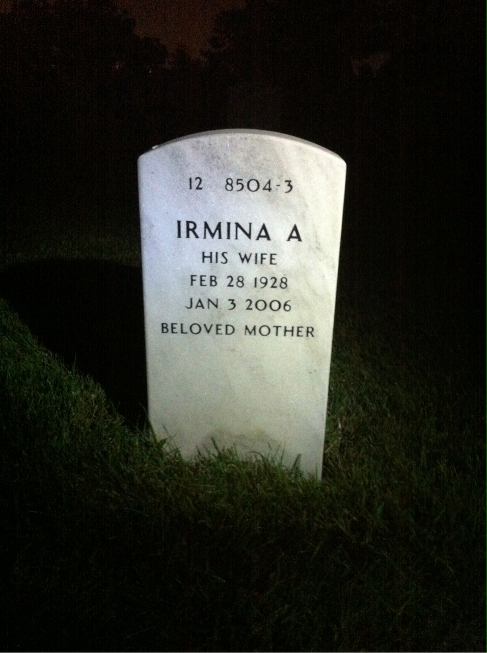 Back of headstone — William Stephens