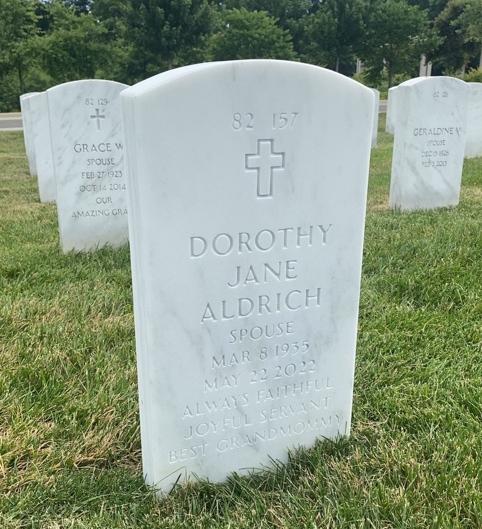Back of headstone — Richard Aldrich