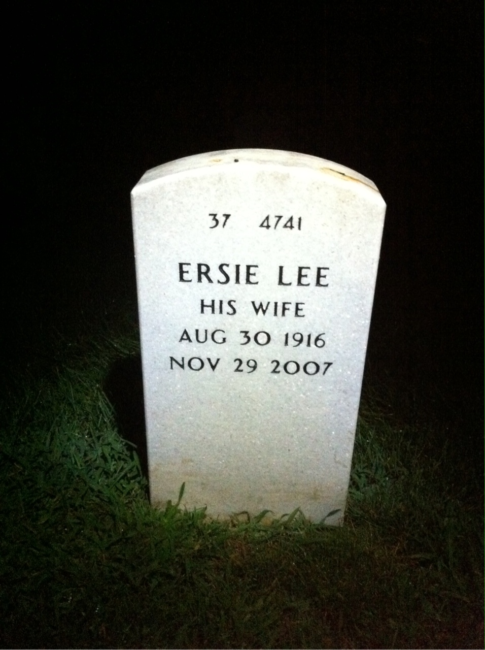 Back of headstone — James Bell