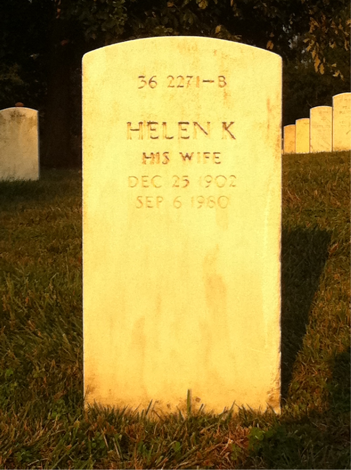 Back of headstone — Arthur Badrian