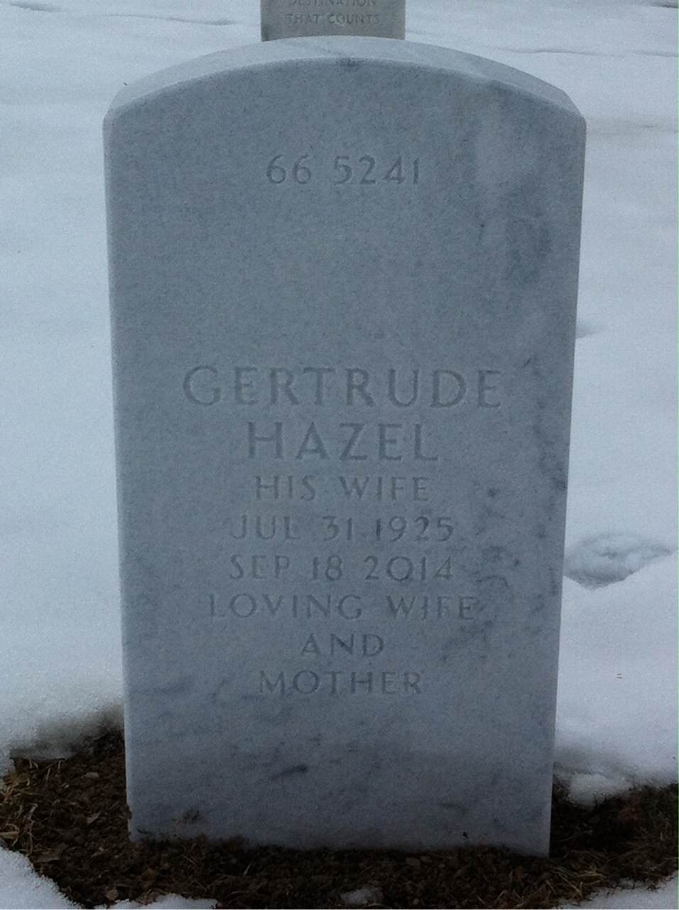 Back of headstone — Warren M Stover