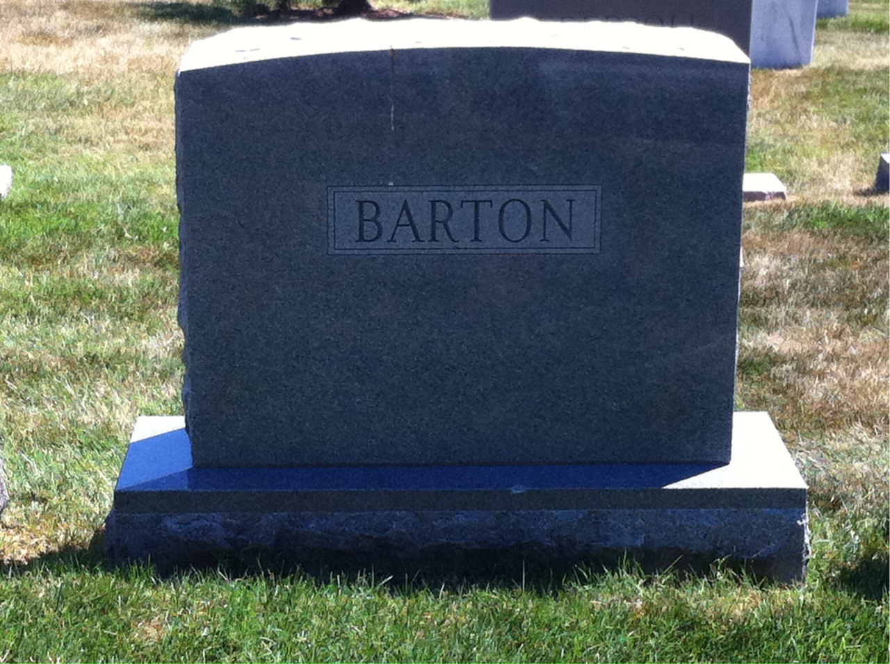 Back of headstone — William G Barton