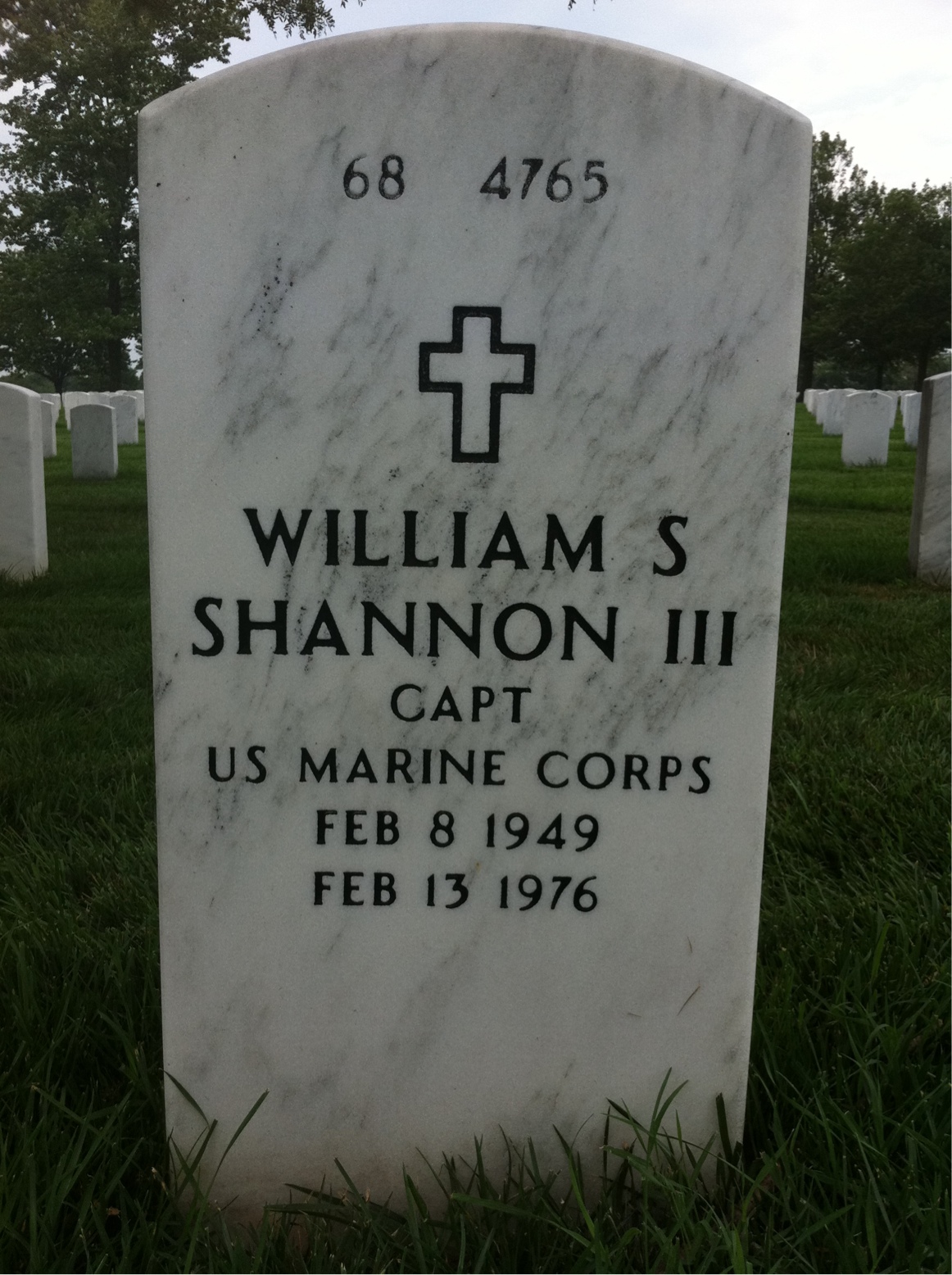Back of headstone — William Shannon