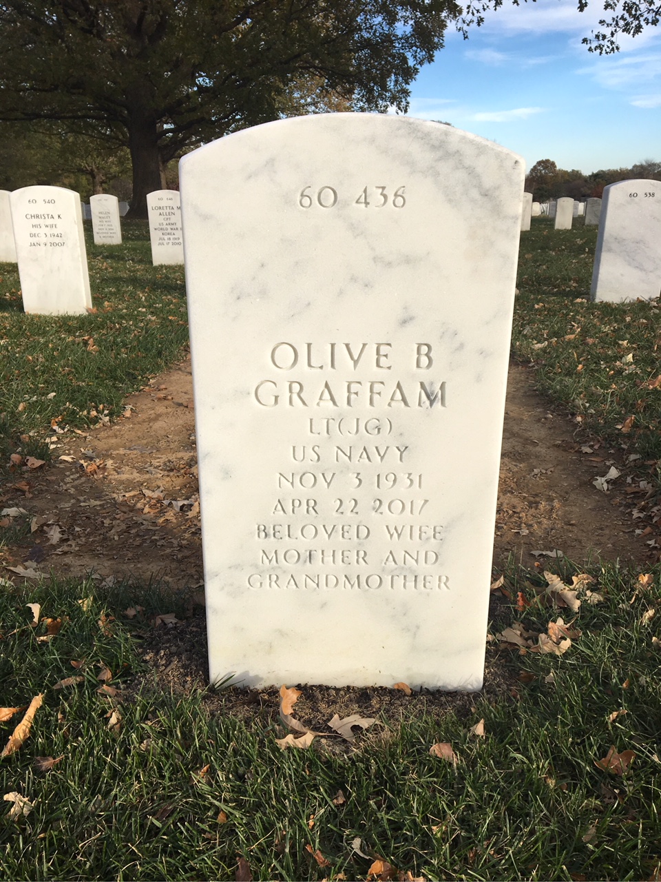 Back of headstone — Earl Graffam