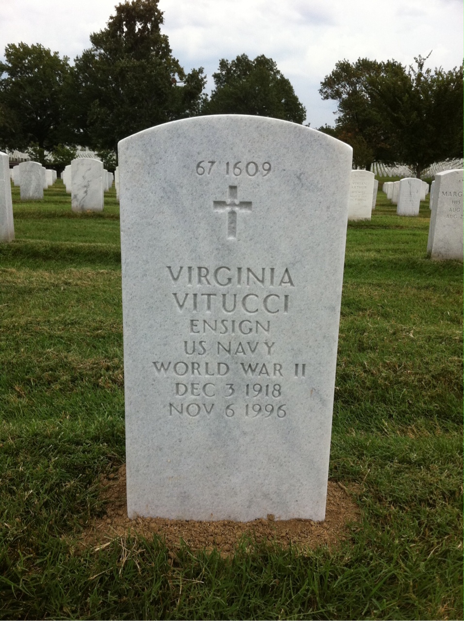 Back of headstone — Virginia Vitucci