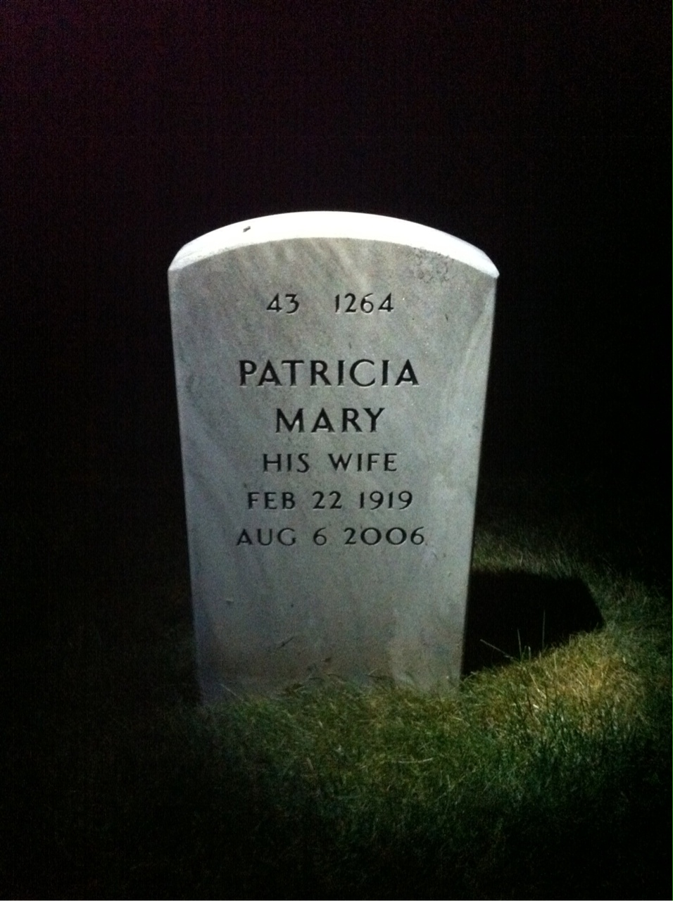 Back of headstone — Archie Upshaw