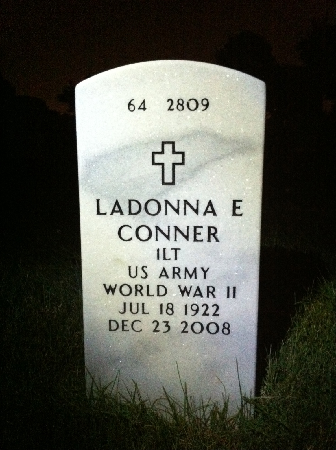 Back of headstone — Donald Conner