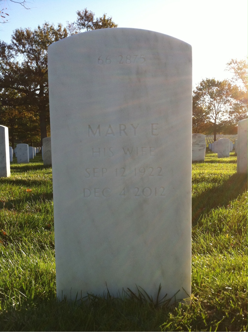 Back of headstone — William George Heslin