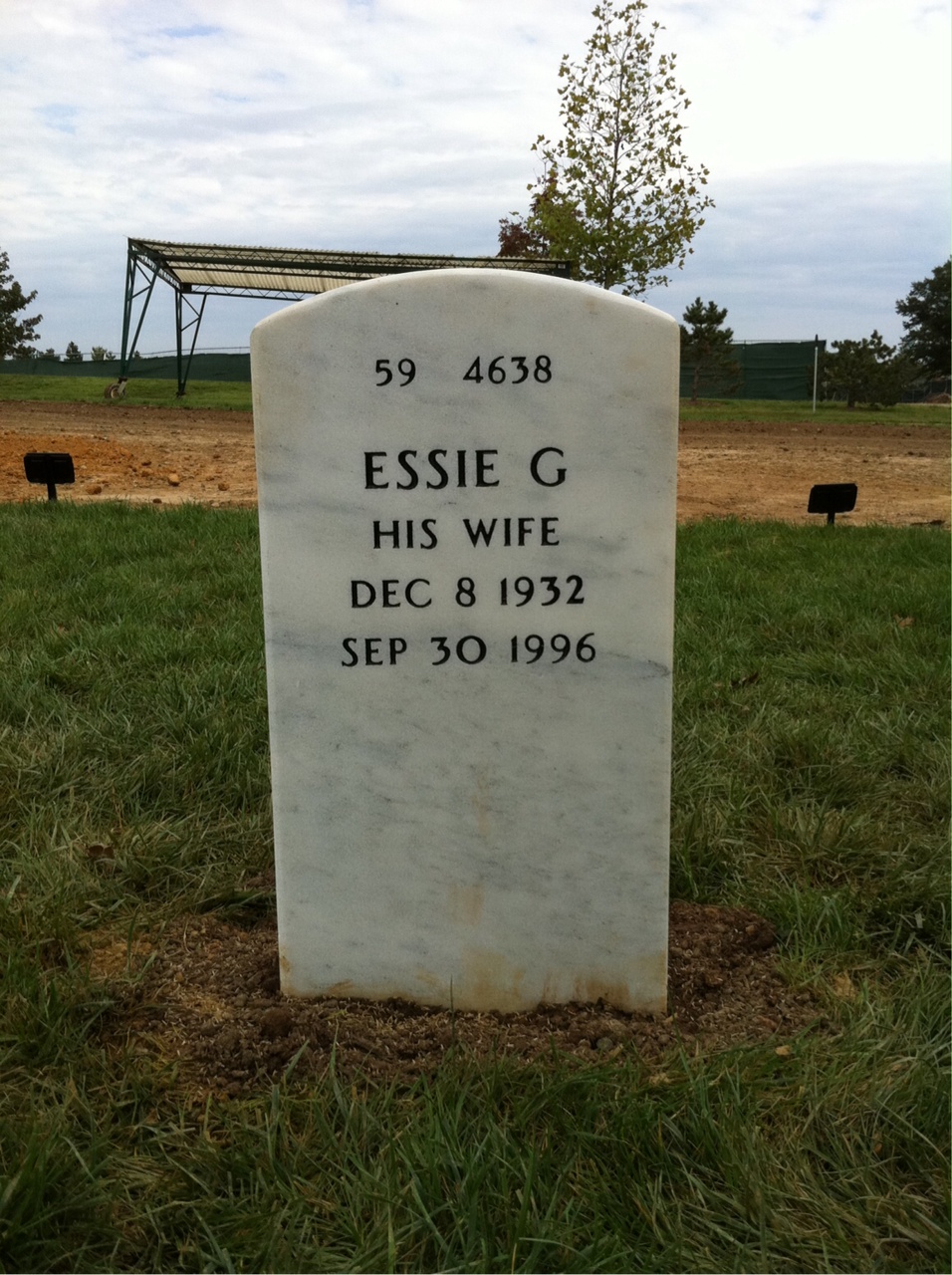 Back of headstone — Arthur Donald Enty