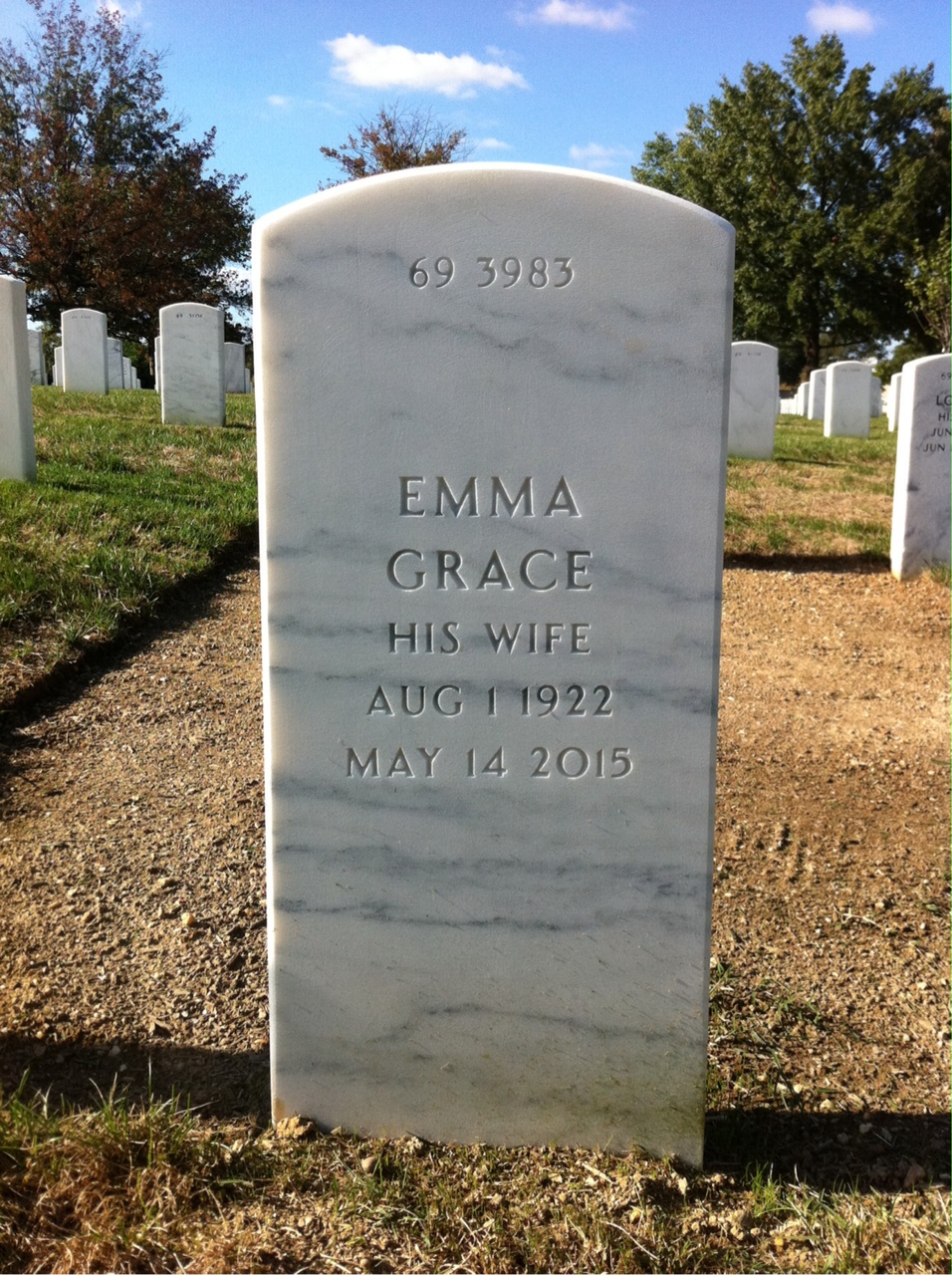 Back of headstone — Eugene Hill