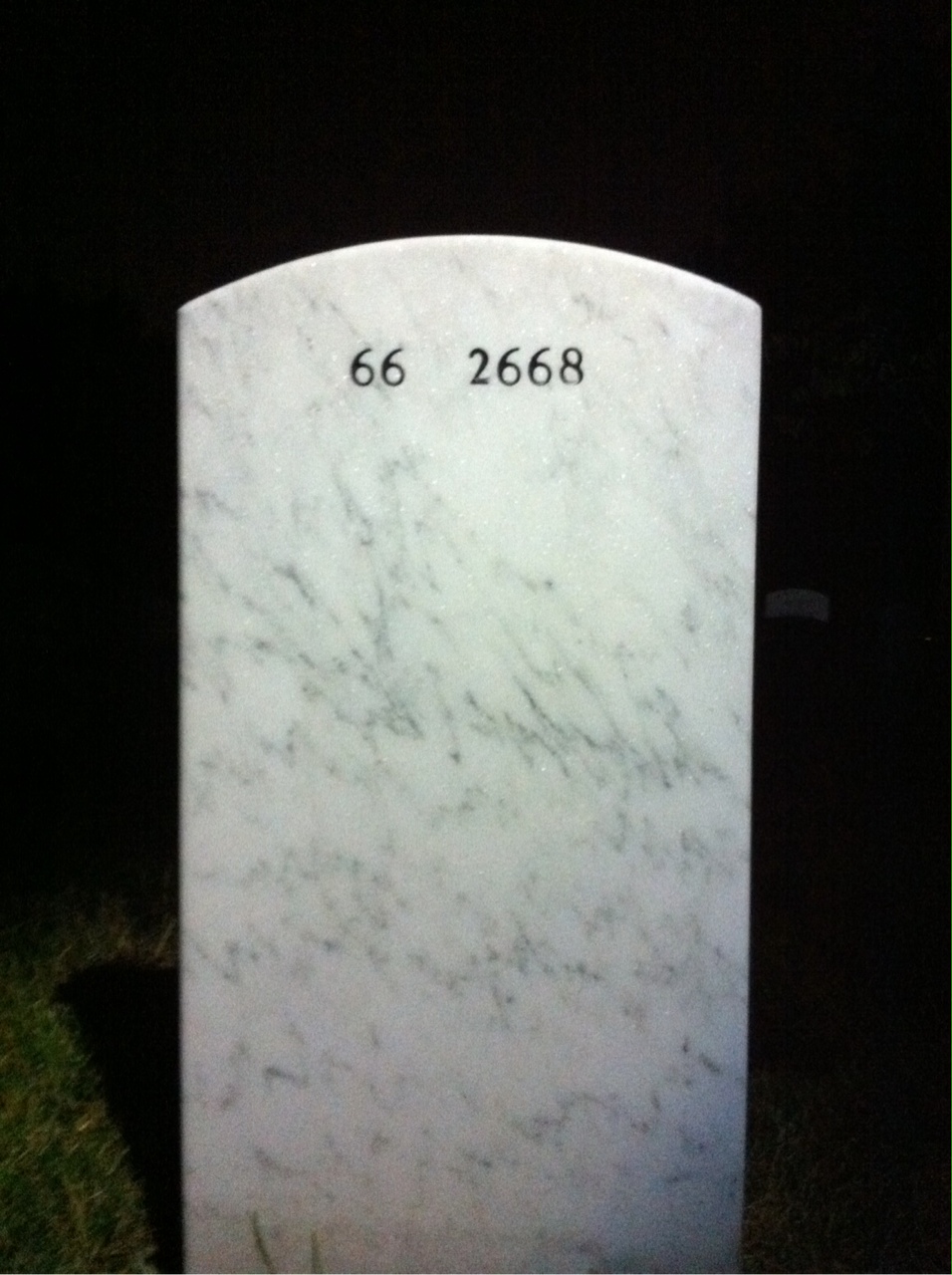 Back of headstone — John Howard