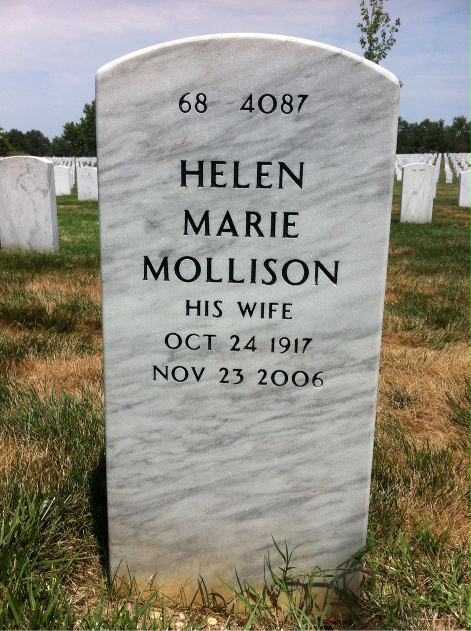 Back of headstone — Howard Burgett