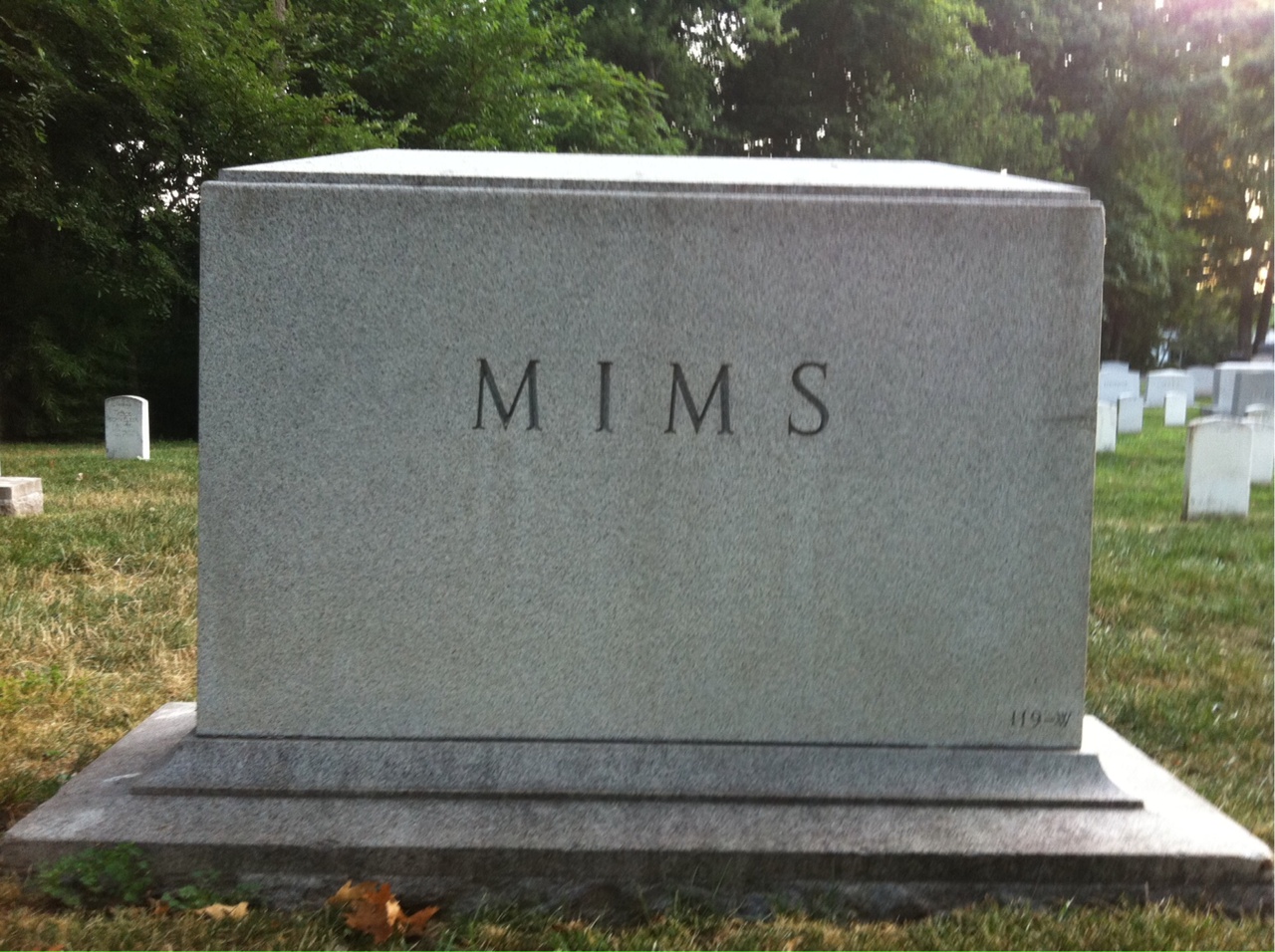Back of headstone — Eva Mims