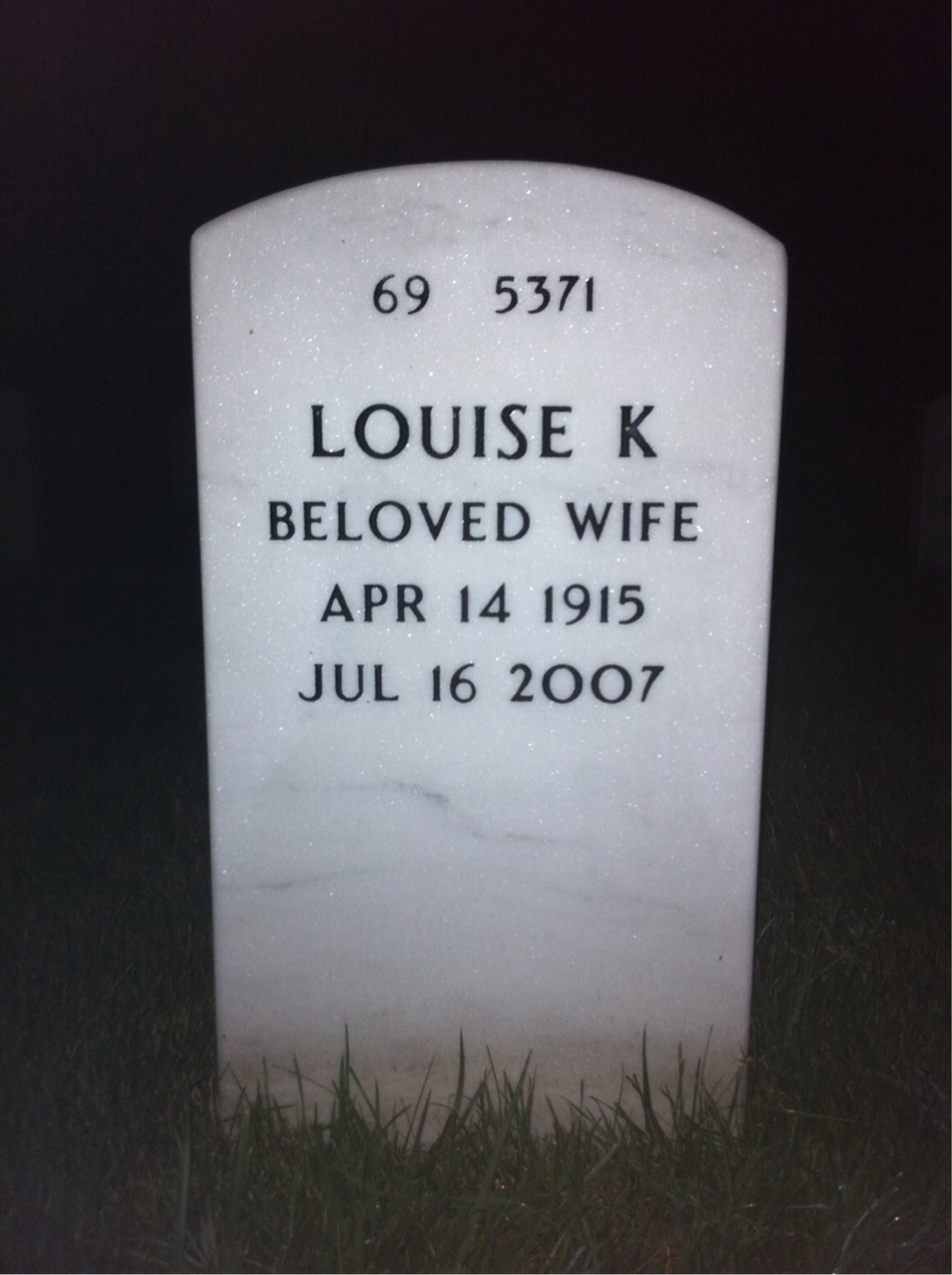 Back of headstone — Glenvil Kessel