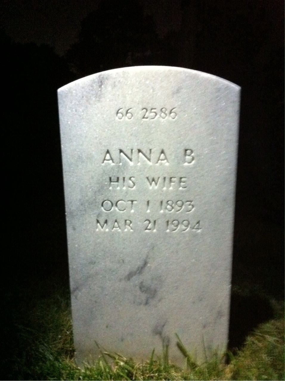 Back of headstone — Walter Leroy Mahaffey