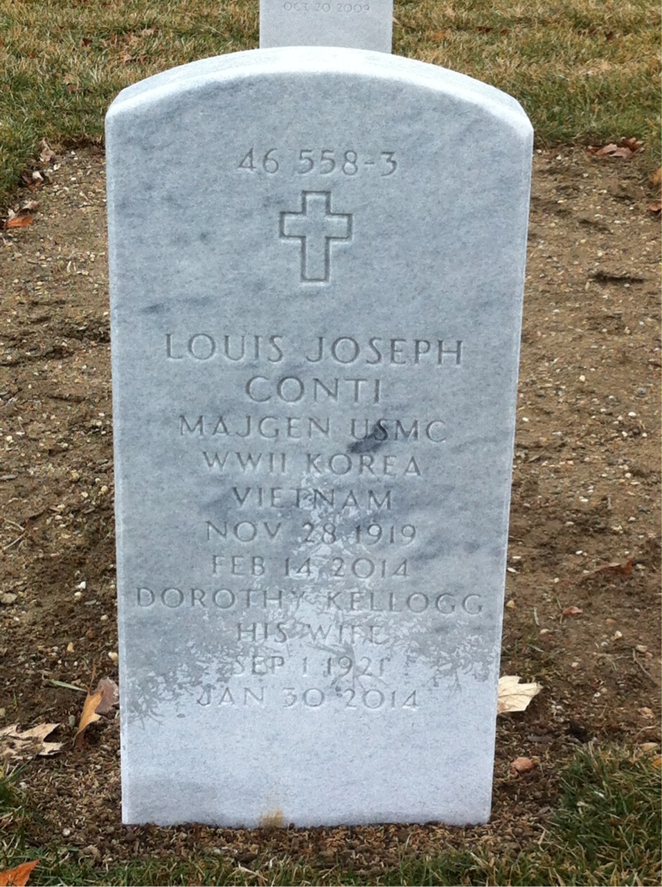 Back of headstone — Louis Conti