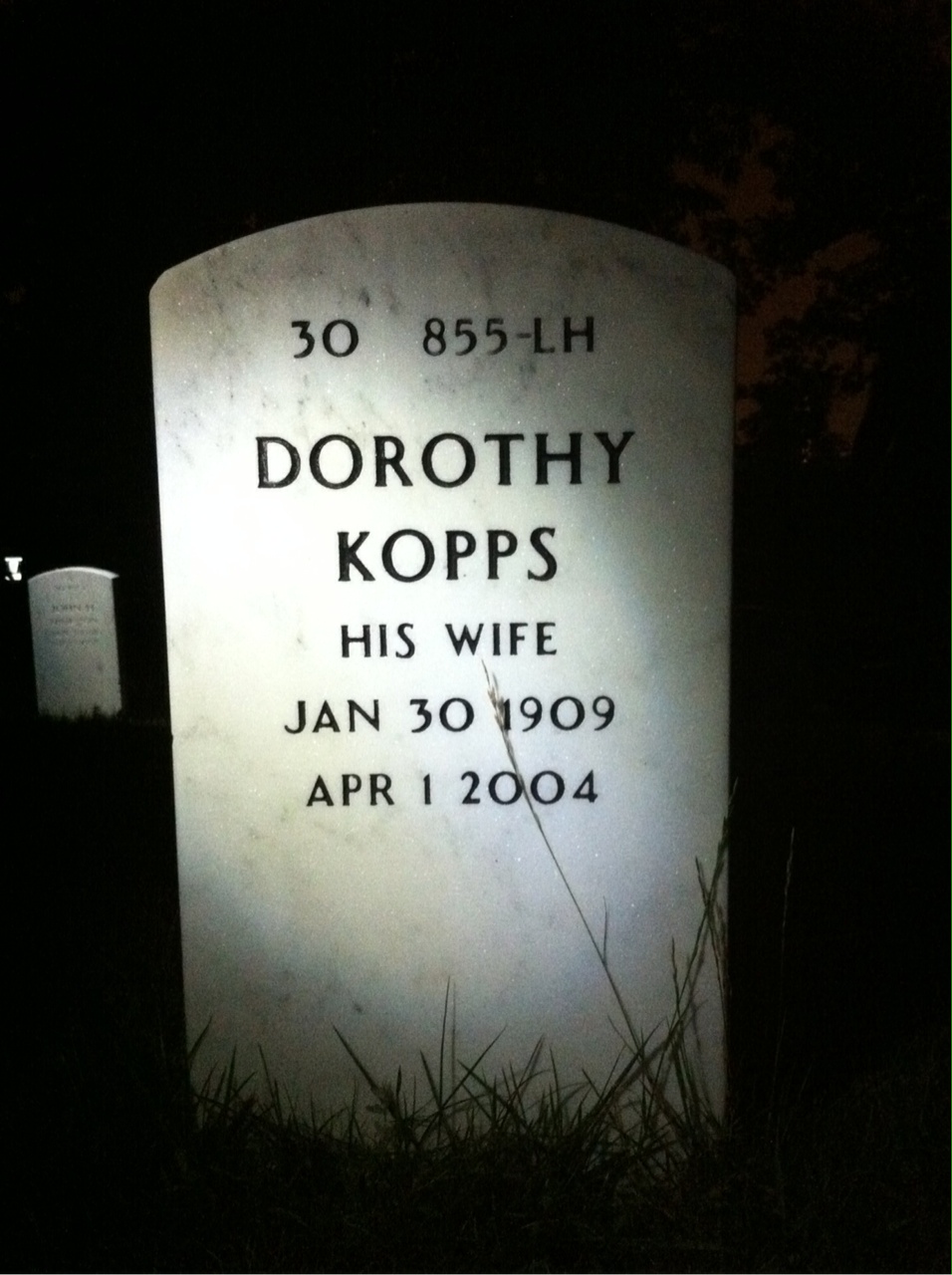 Back of headstone — William Dewitt