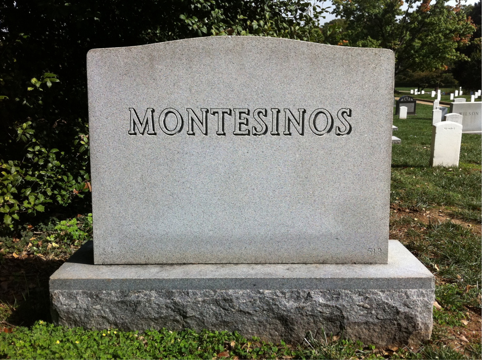Back of headstone — Miguel Montesinos