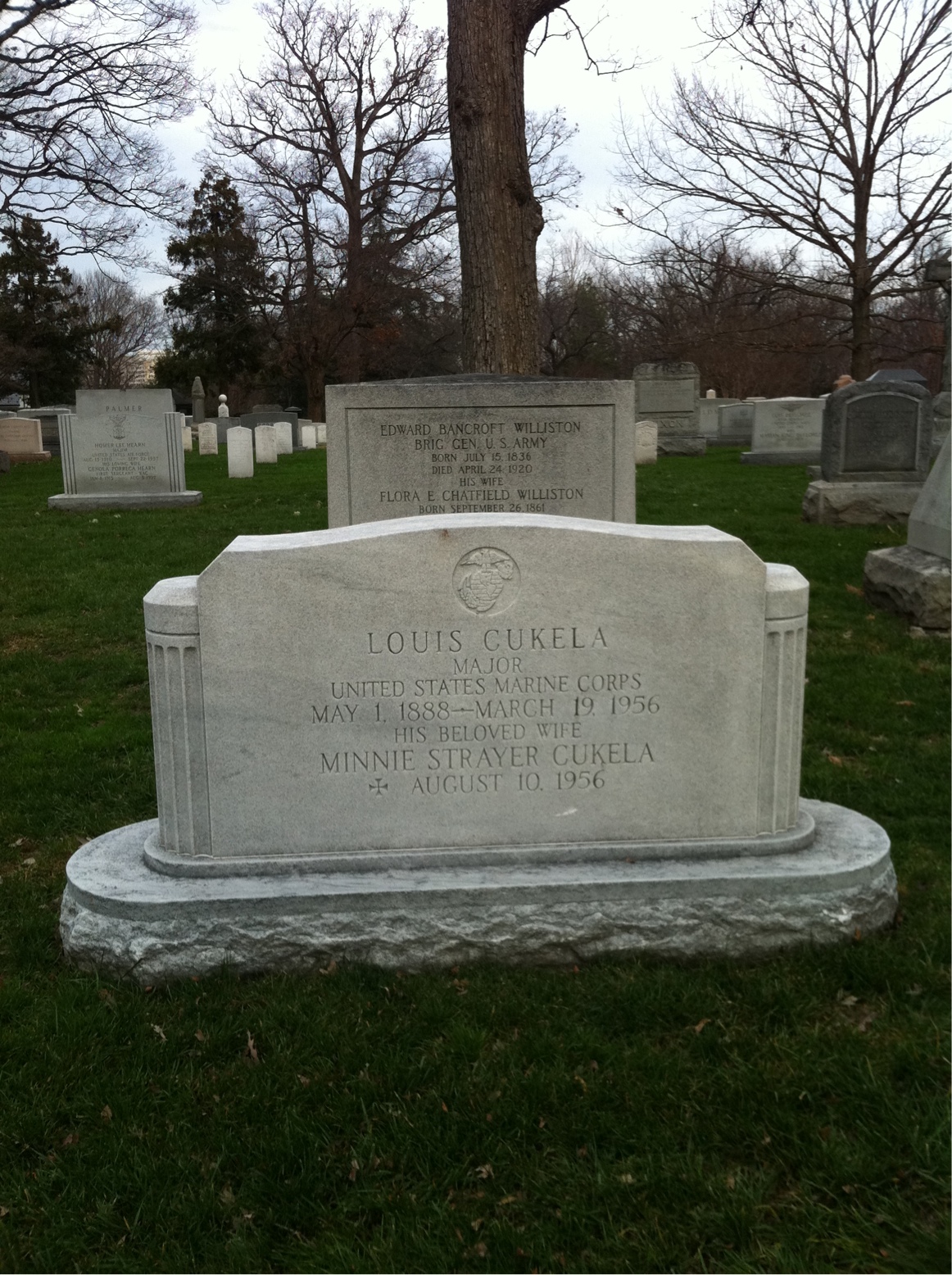 Headstone shared by 2 interments, including Louis Cukela