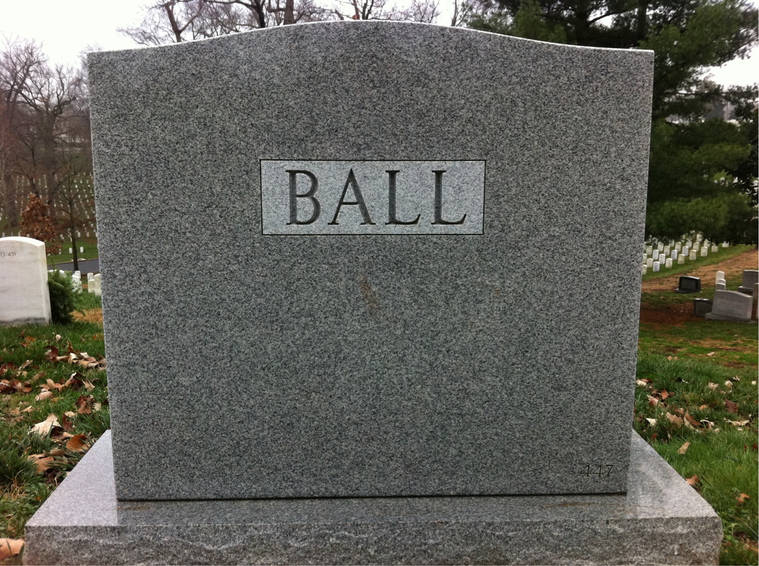 Back of headstone — Erma Ball